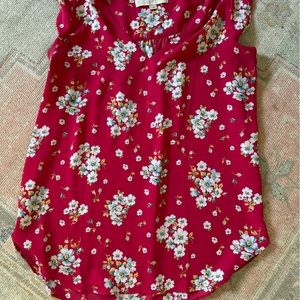 Loft pink floral short sleeve blouse size small